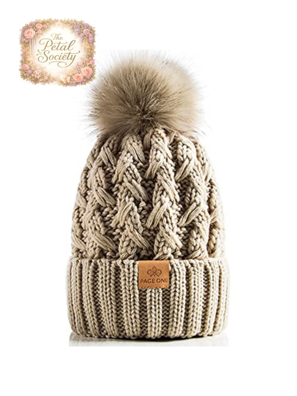 Womens Winter Ribbed Beanie Crossed Cap Chunky Cable Knit Pompom Warm Hat
